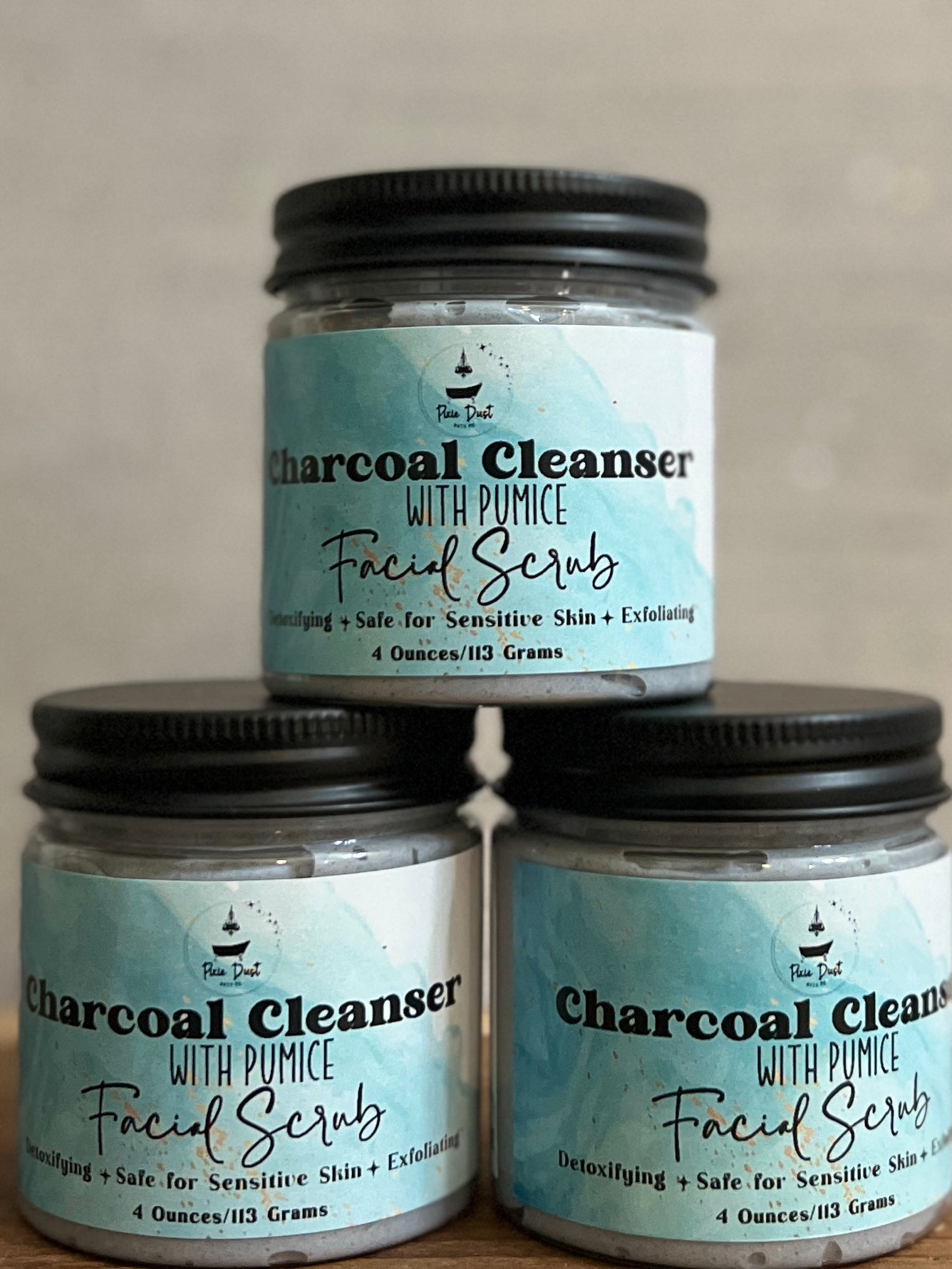 Charcoal Cleanser with Pumice Facial Scrub + Kaolin Clay| - Pixie Dust Bath Company