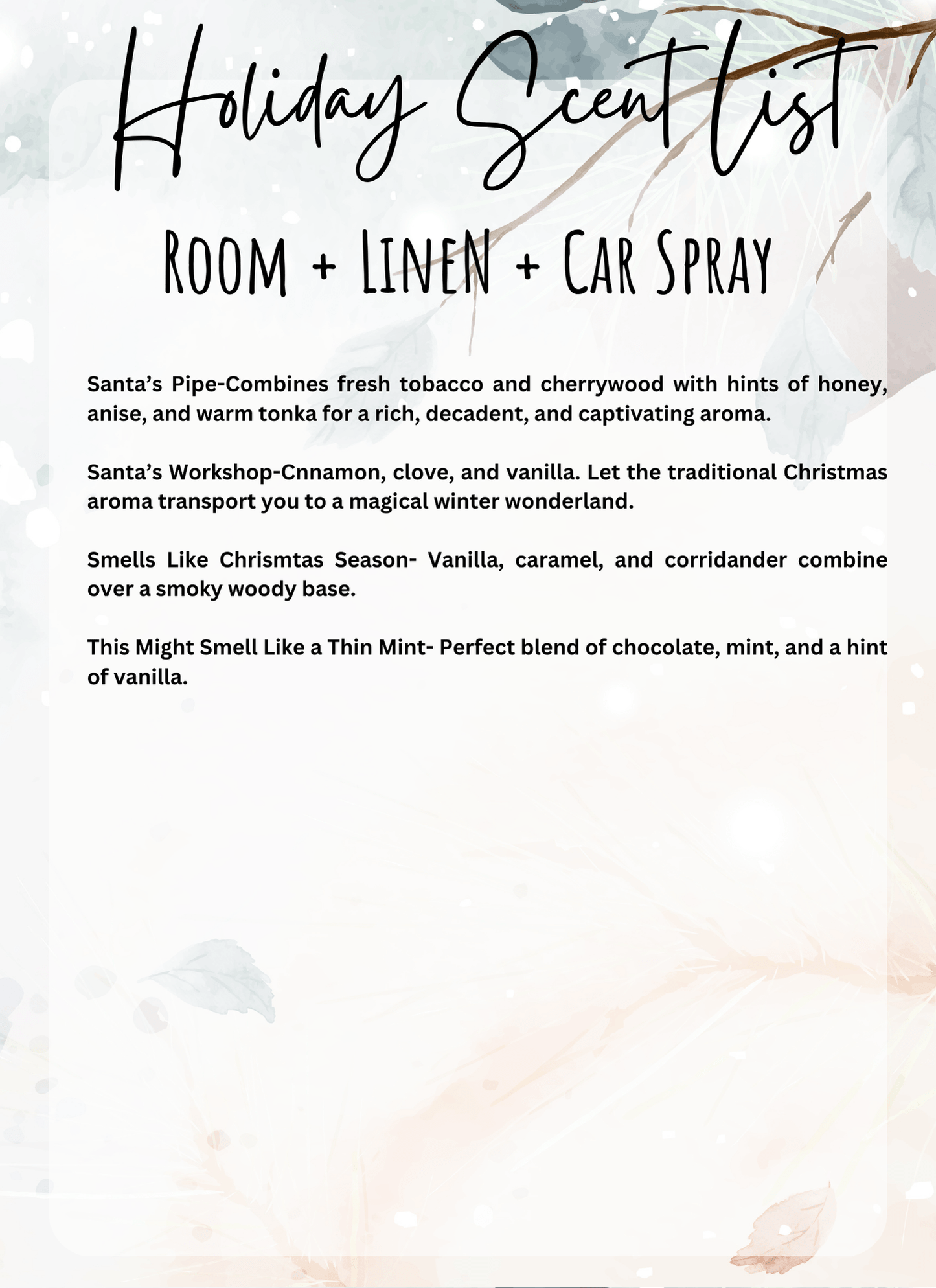 Holiday Fragrances Odor Eliminating Room Spray - Pixie Dust Bath Company