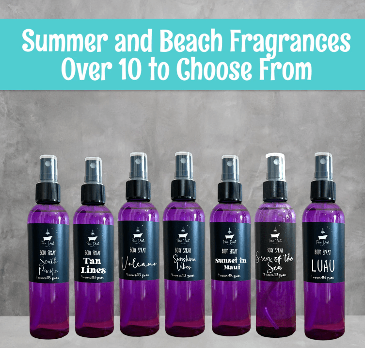 Summer and Beach Scented Body Spray Fragrances - Pixie Dust Bath Company