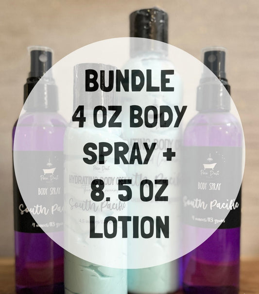 Pick Your Scent 4 oz Body Spray + 8.5 oz Body Cream Lotion - Pixie Dust Bath Company